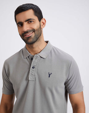 Slim Fit Pique Polo T-shirt - Cement