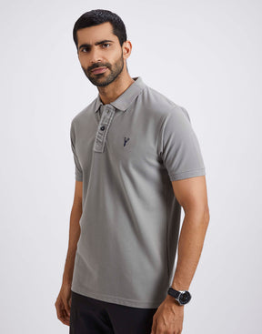 Slim Fit Pique Polo T-shirt - Cement