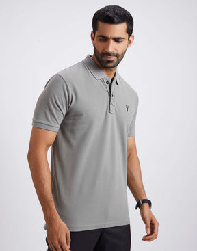 Slim Fit Pique Polo T-shirt - Cement