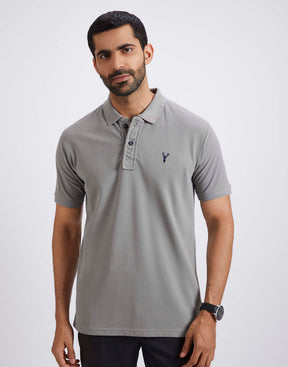 Slim Fit Pique Polo T-shirt - Cement