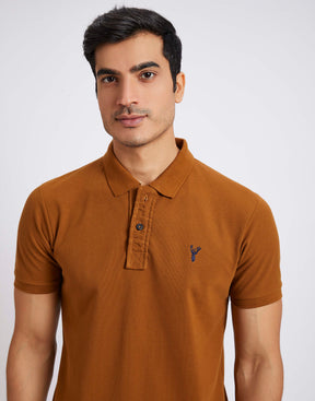 Slim Fit Pique Polo T-shirt - Coffee