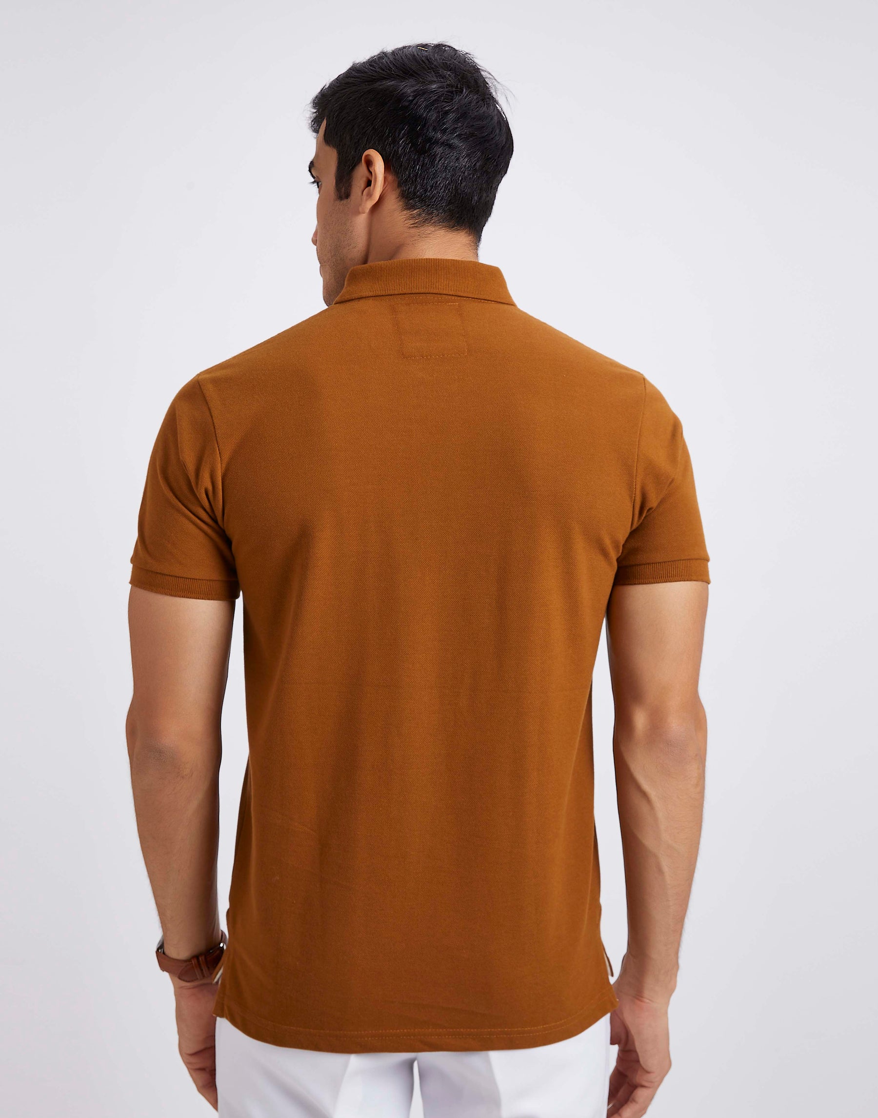 Slim Fit Pique Polo T-shirt - Coffee