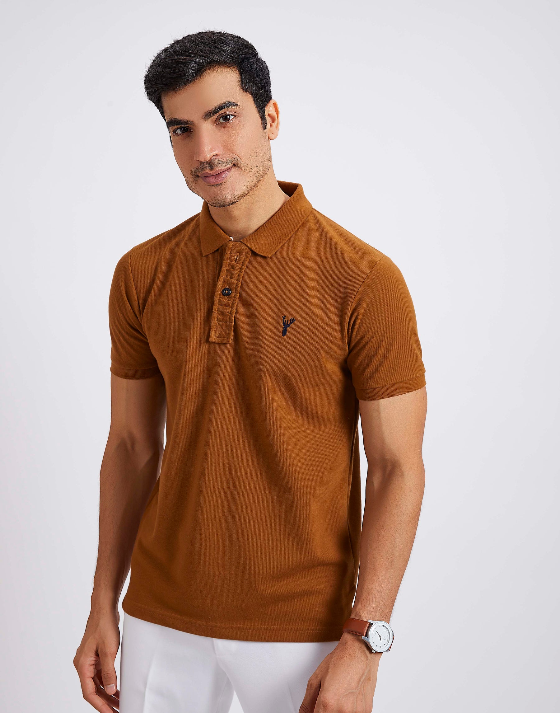 Slim Fit Pique Polo T-shirt - Coffee