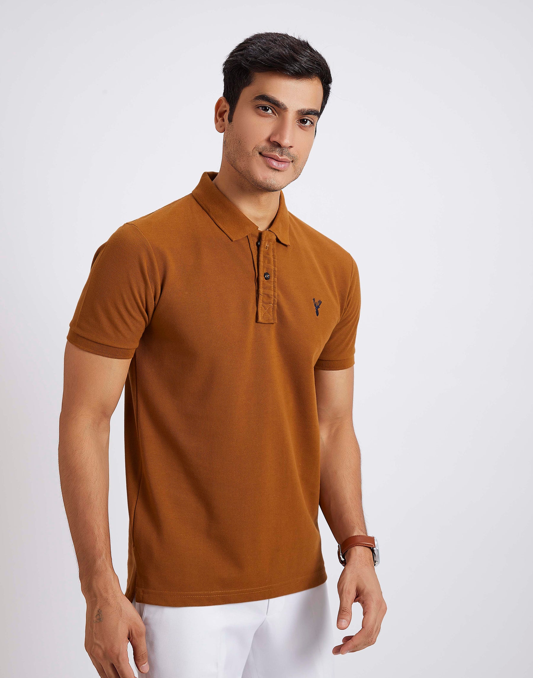 Slim Fit Pique Polo T-shirt - Coffee