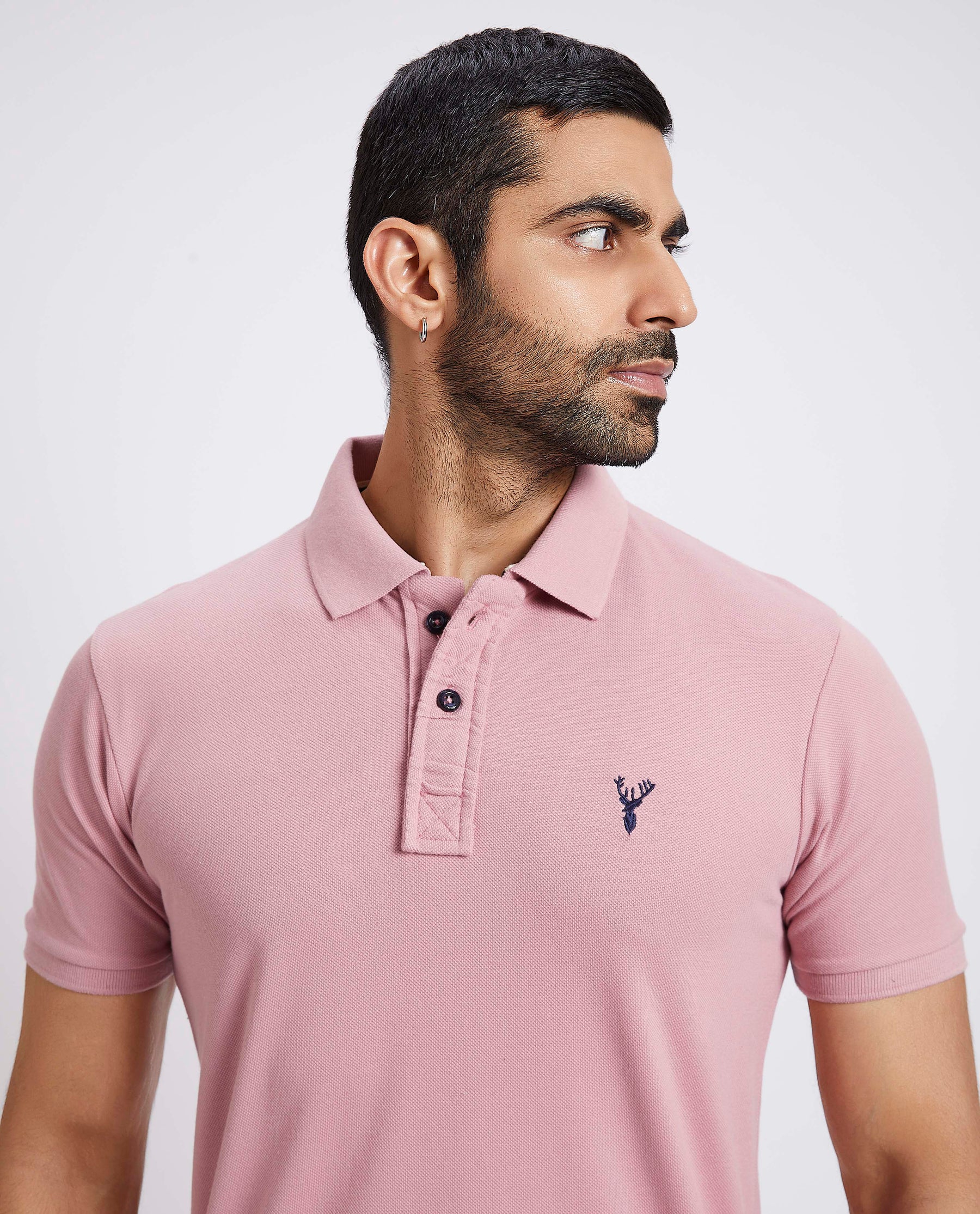 Slim Fit Pique Polo T-shirt - Rose Pink