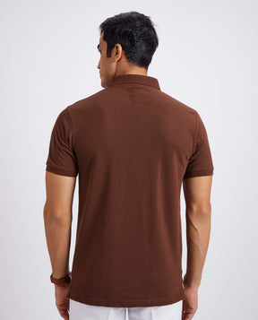 Slim Fit Pique Polo T-shirt - Brown