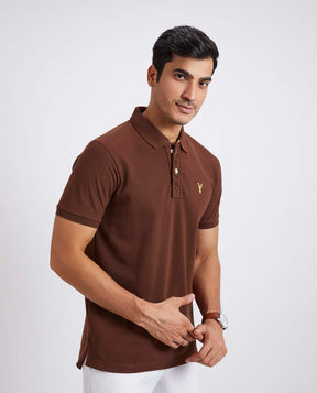 Slim Fit Pique Polo T-shirt - Brown