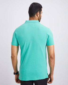 Slim Fit Pique Polo T-shirt - Aqua