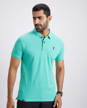 Slim Fit Pique Polo T-shirt - Aqua