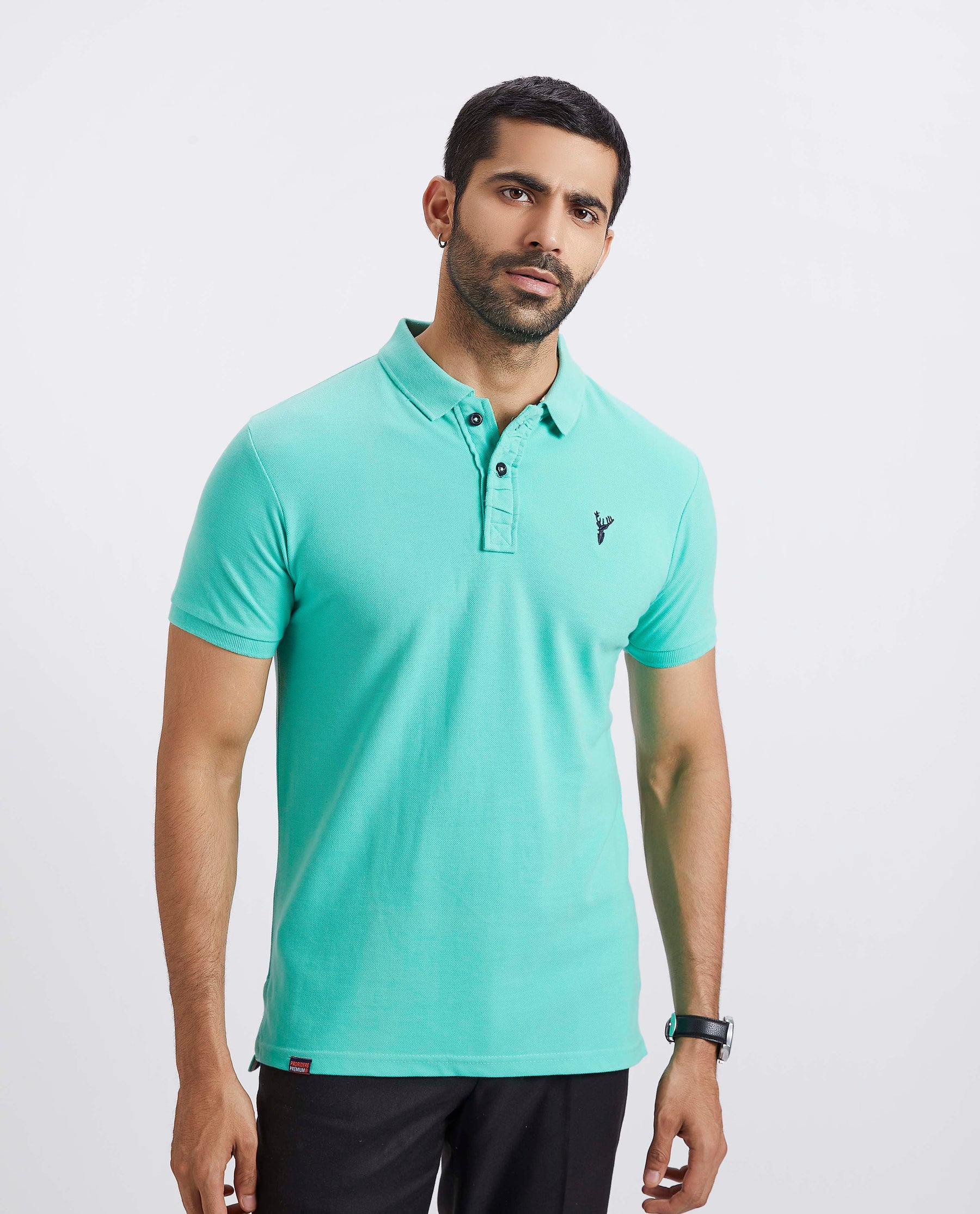 Slim Fit Pique Polo T-shirt - Aqua