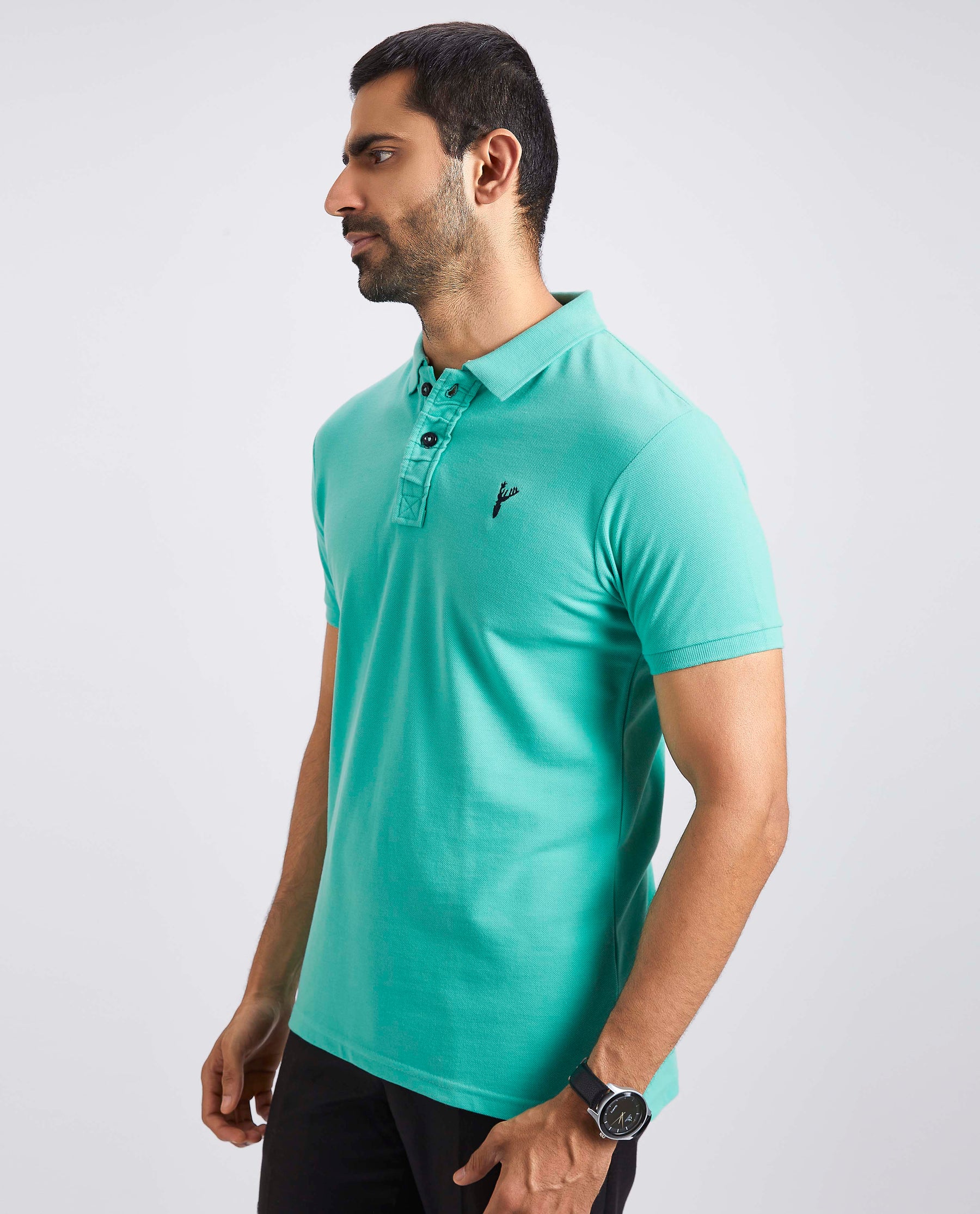 Slim Fit Pique Polo T-shirt - Aqua