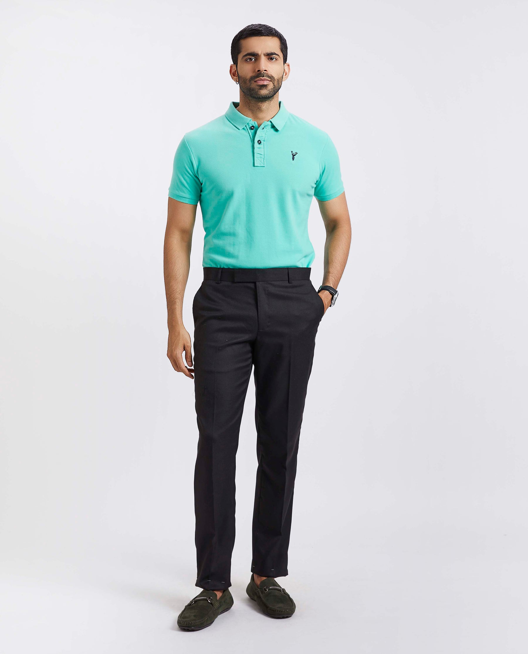 Slim Fit Pique Polo T-shirt - Aqua