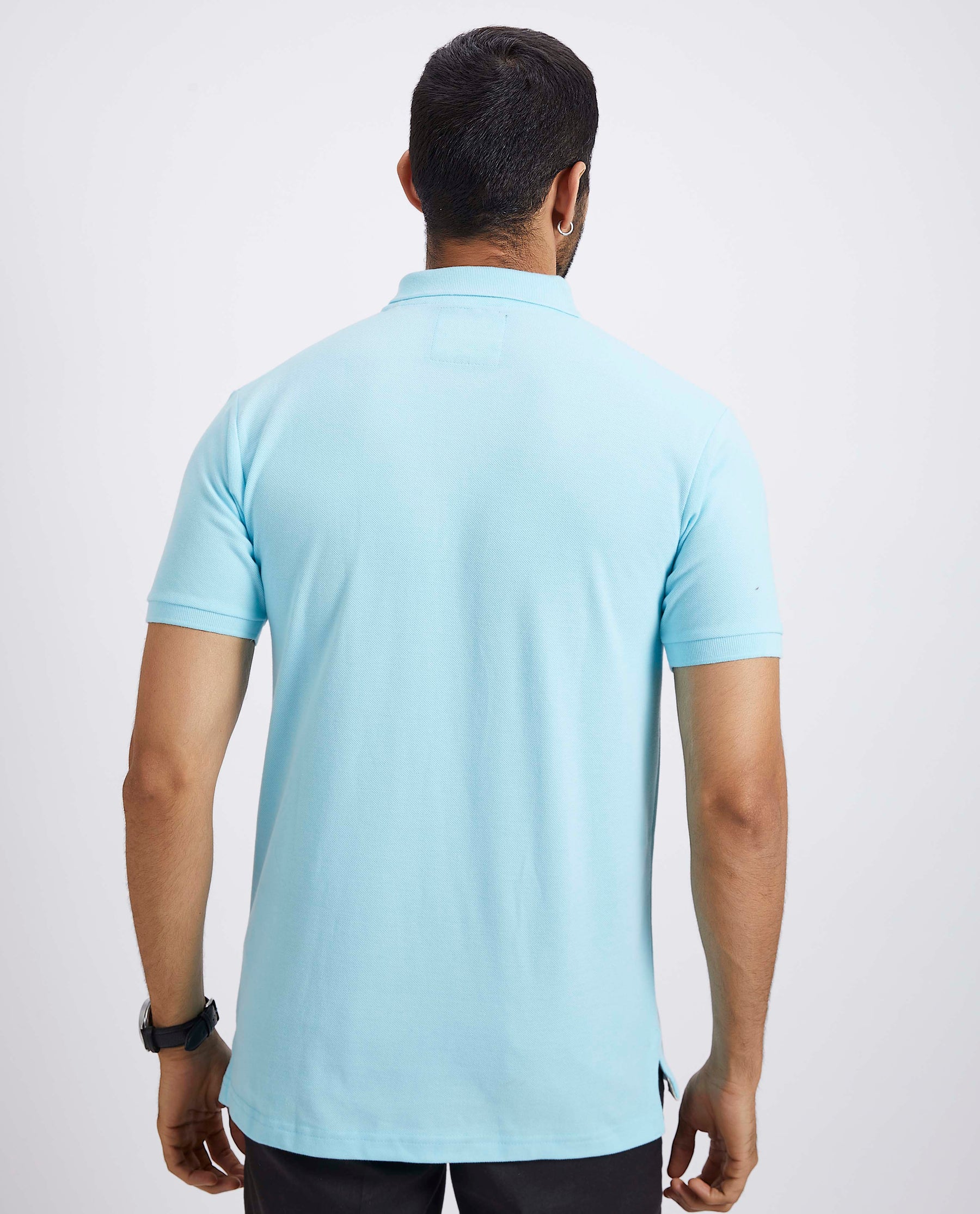 Slim Fit Pique Polo T-shirt  - Sky