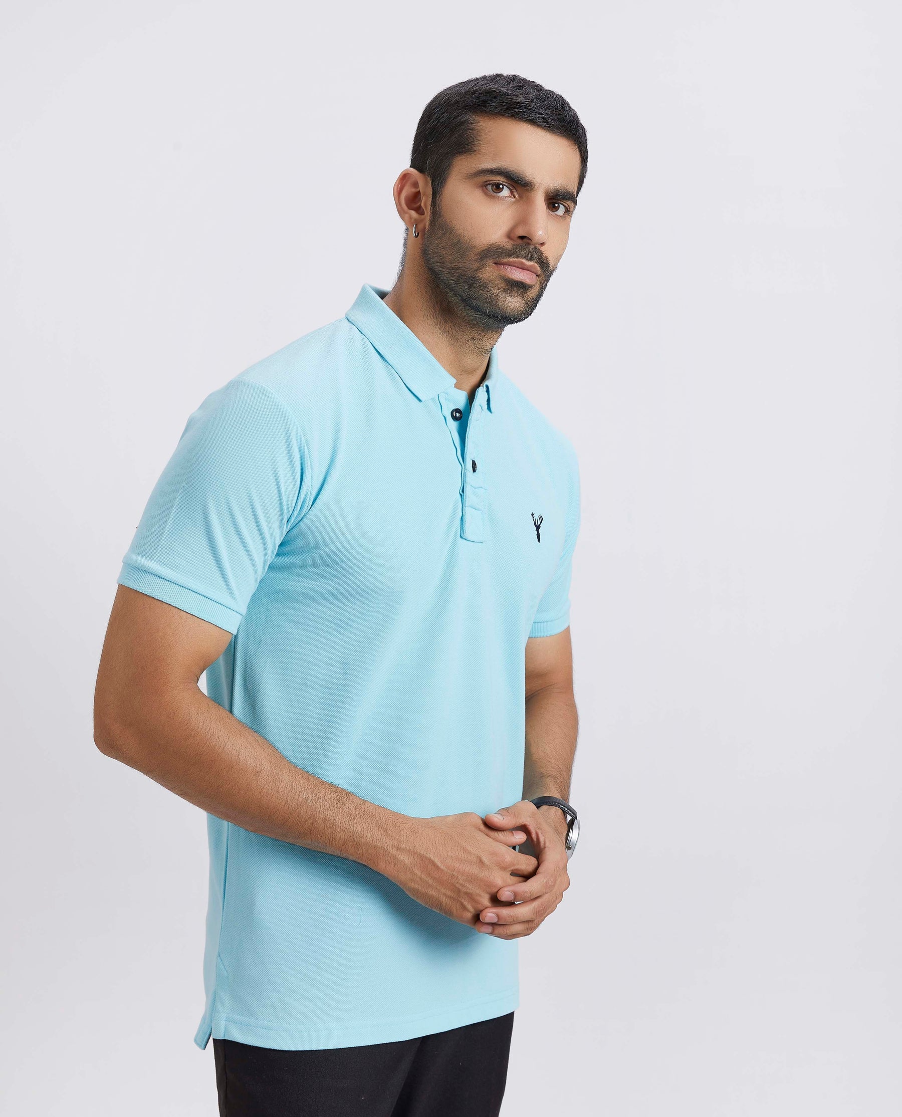 Slim Fit Pique Polo T-shirt  - Sky