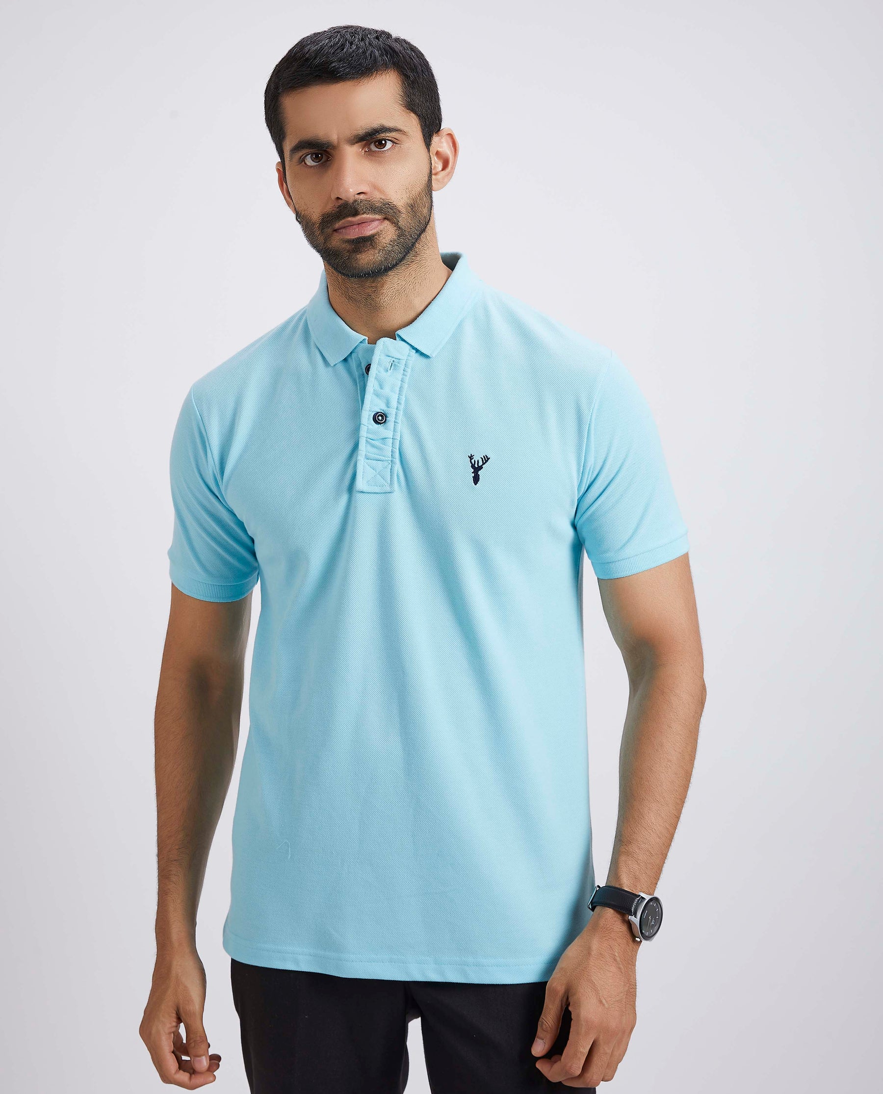 Slim Fit Pique Polo T-shirt  - Sky