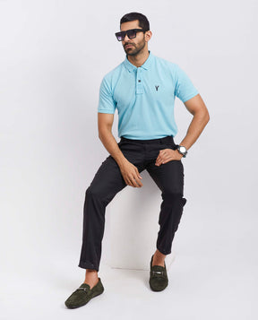 Slim Fit Pique Polo T-shirt  - Sky