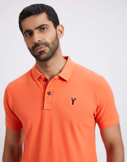 Slim Fit Pique Polo T-shirt - Bright Orange