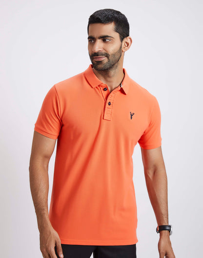 Slim Fit Pique Polo T-shirt - Bright Orange