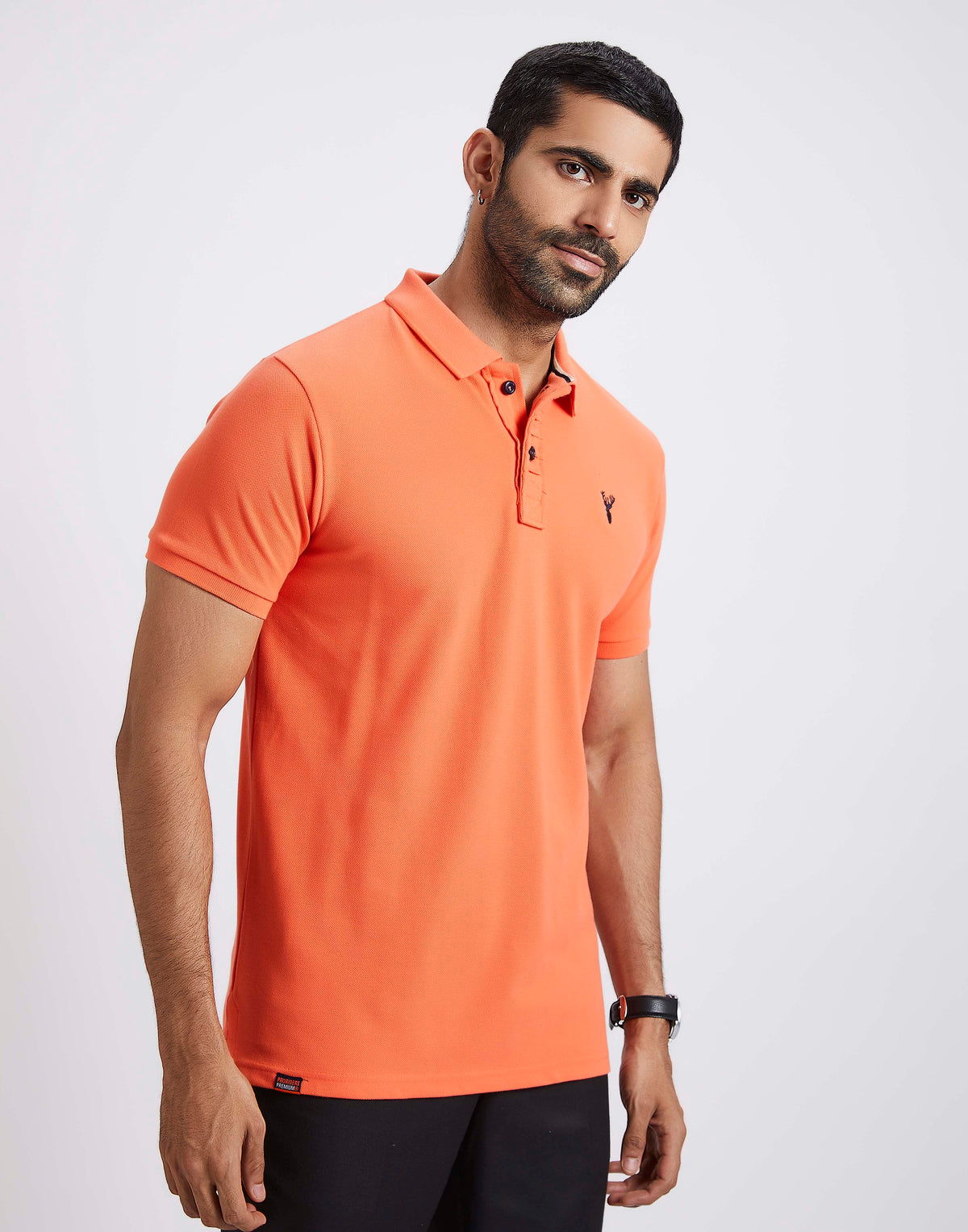 Slim Fit Pique Polo T-shirt - Bright Orange