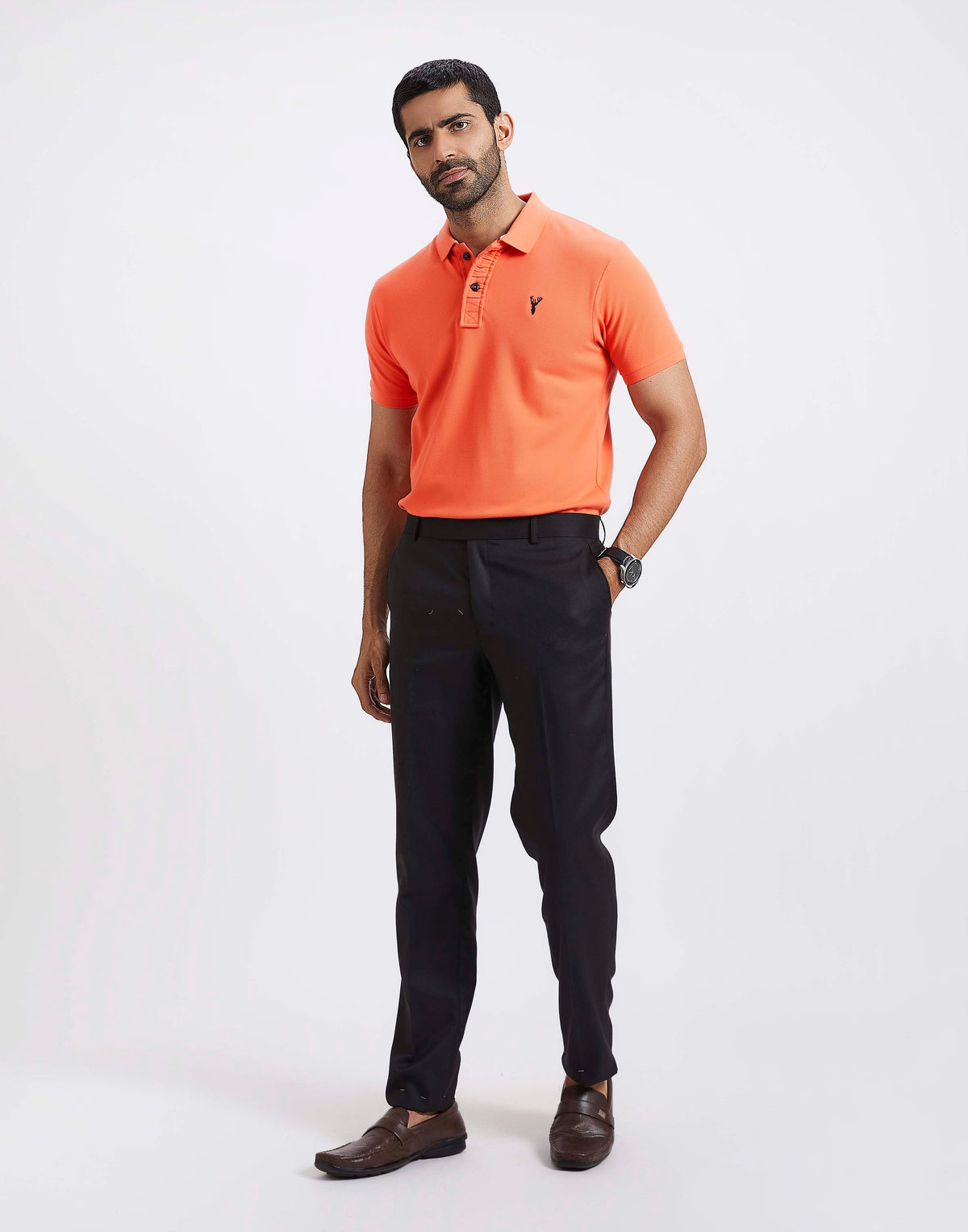 Slim Fit Pique Polo T-shirt - Bright Orange