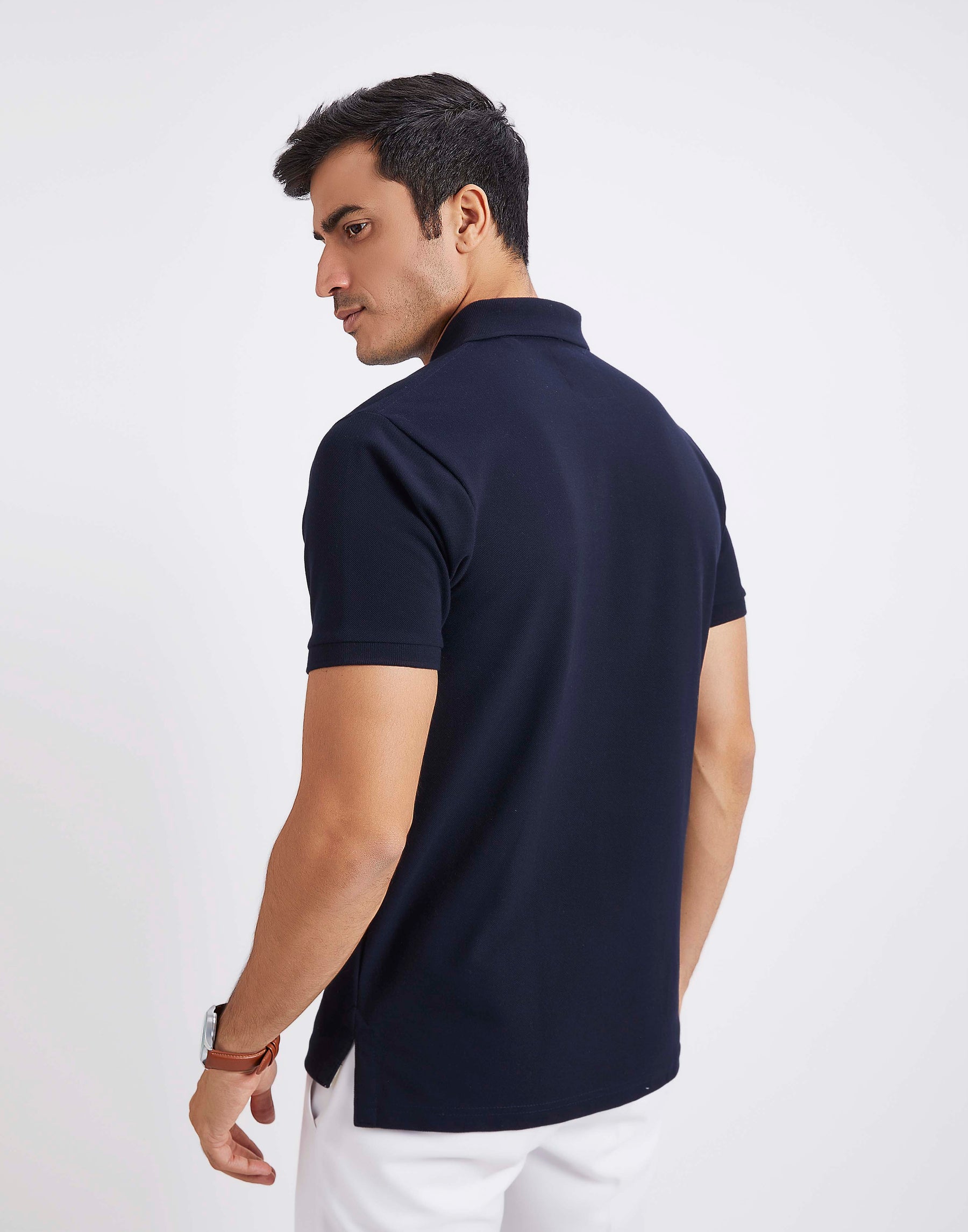 Slim Fit Pique Polo T-shirt - Navy