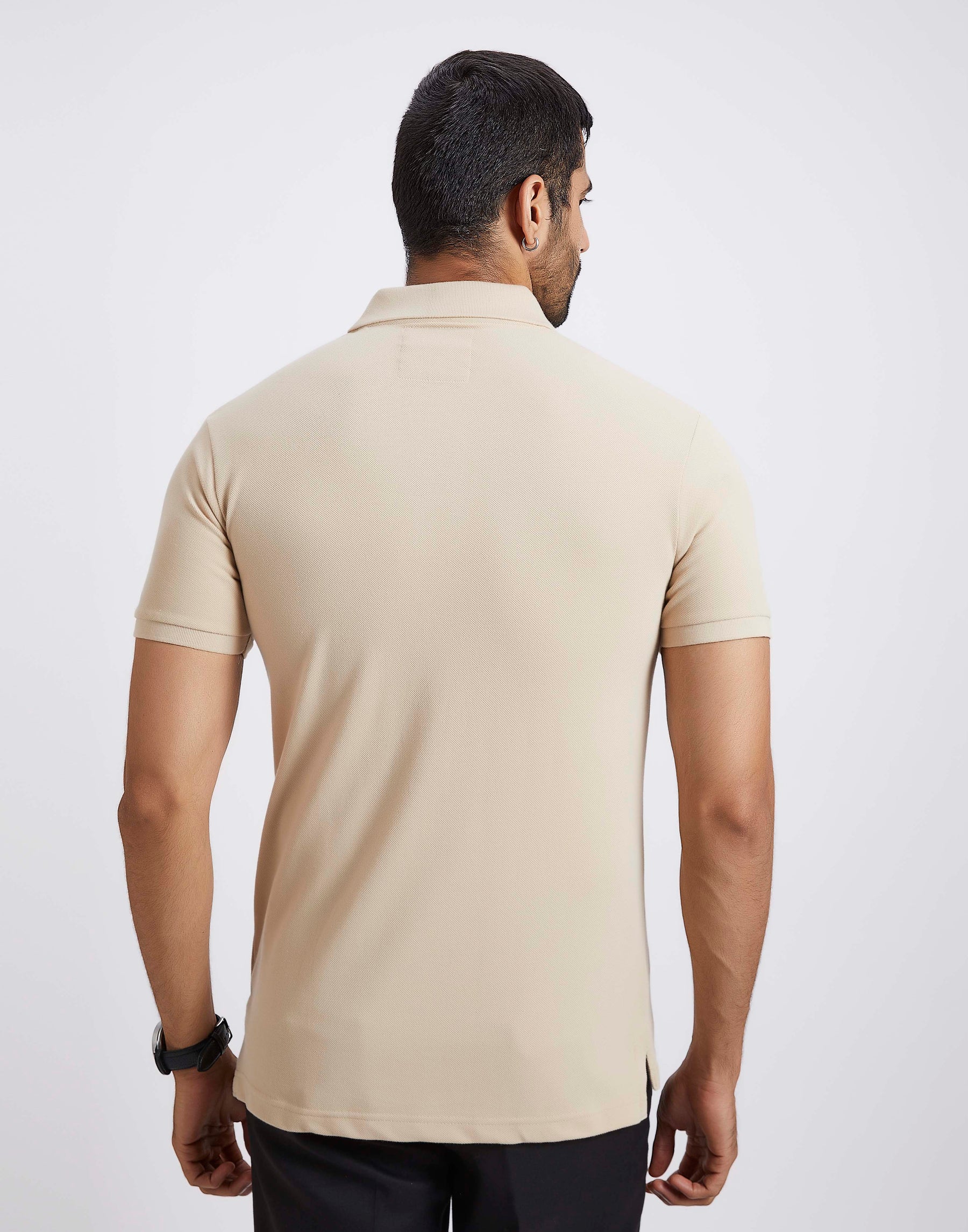 Slim Fit Pique Polo T-shirt - Beige