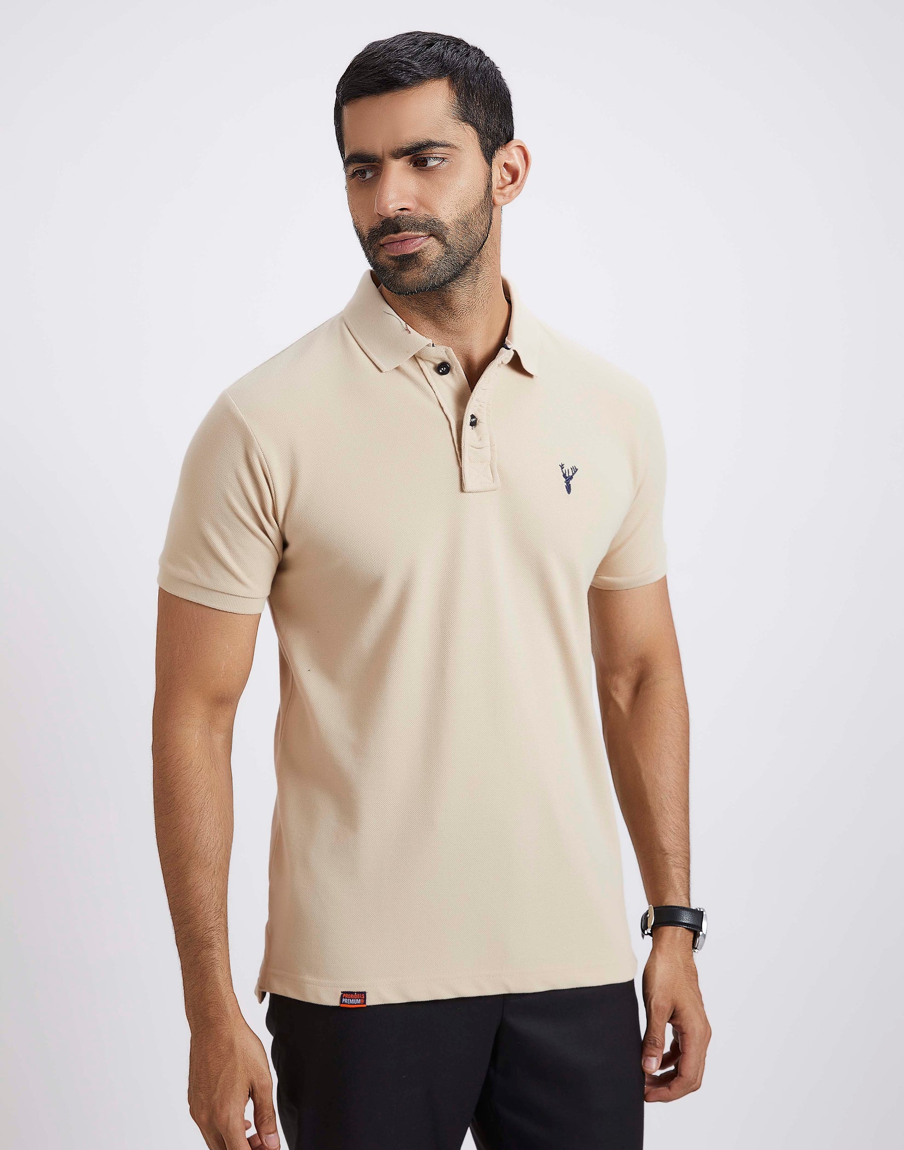 Slim Fit Pique Polo T-shirt - Beige