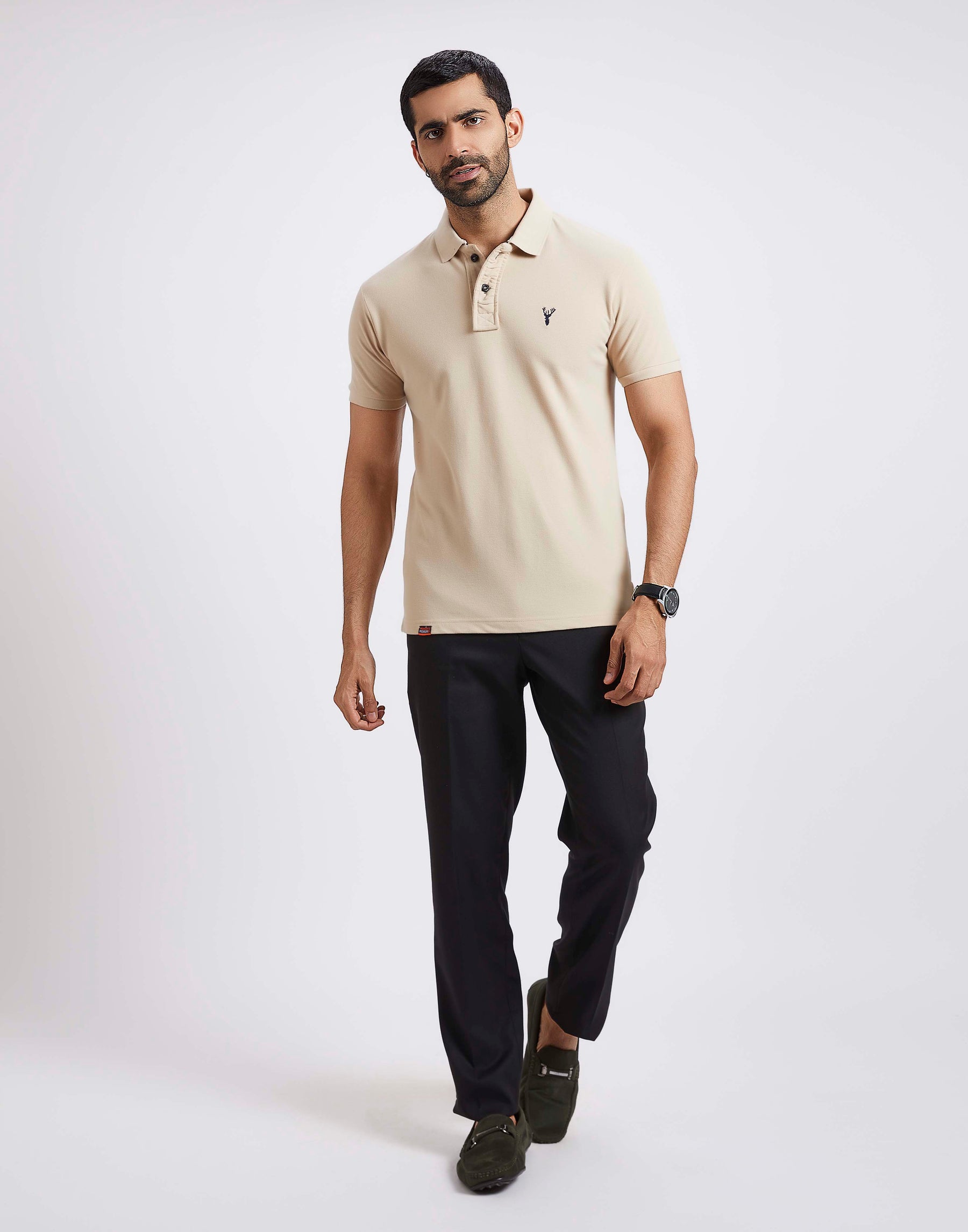 Slim Fit Pique Polo T-shirt - Beige