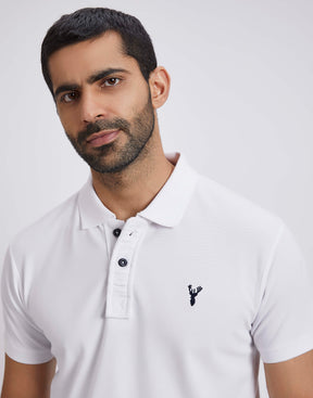 Slim Fit Pique Polo T-shirt - White