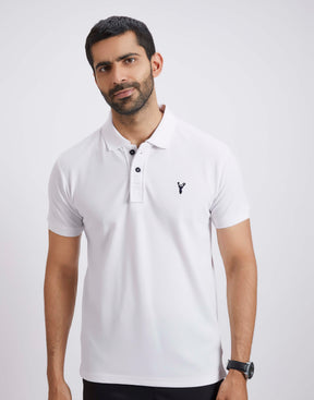 Slim Fit Pique Polo T-shirt - White