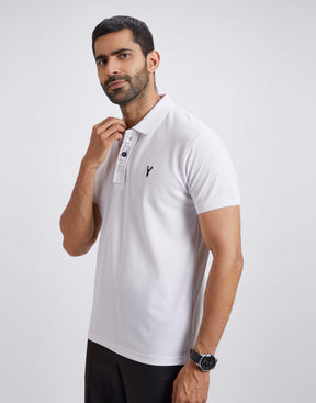 Slim Fit Pique Polo T-shirt - White