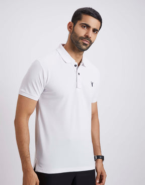 Slim Fit Pique Polo T-shirt - White