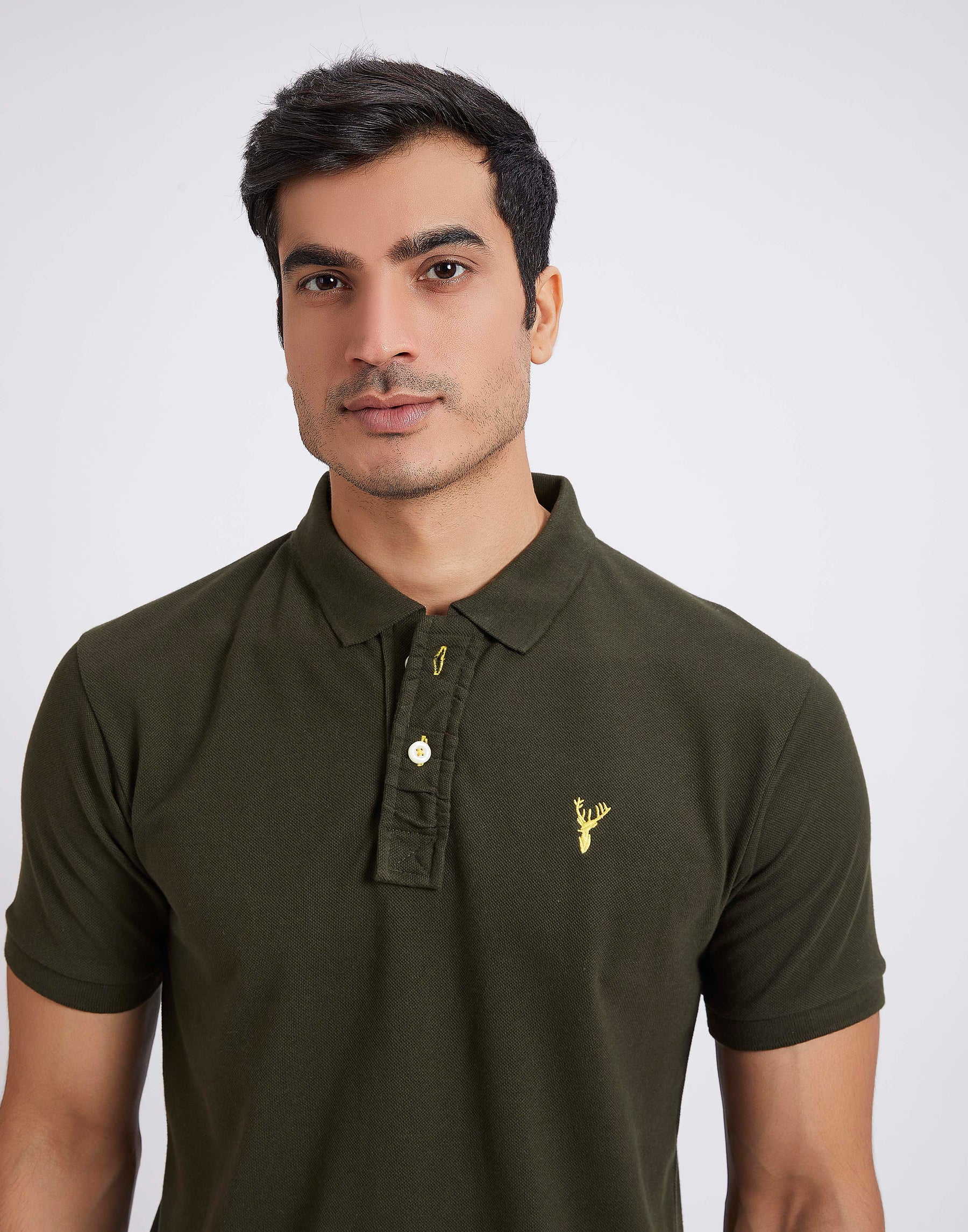 Slim Fit Pique Polo T-shirt - Olive