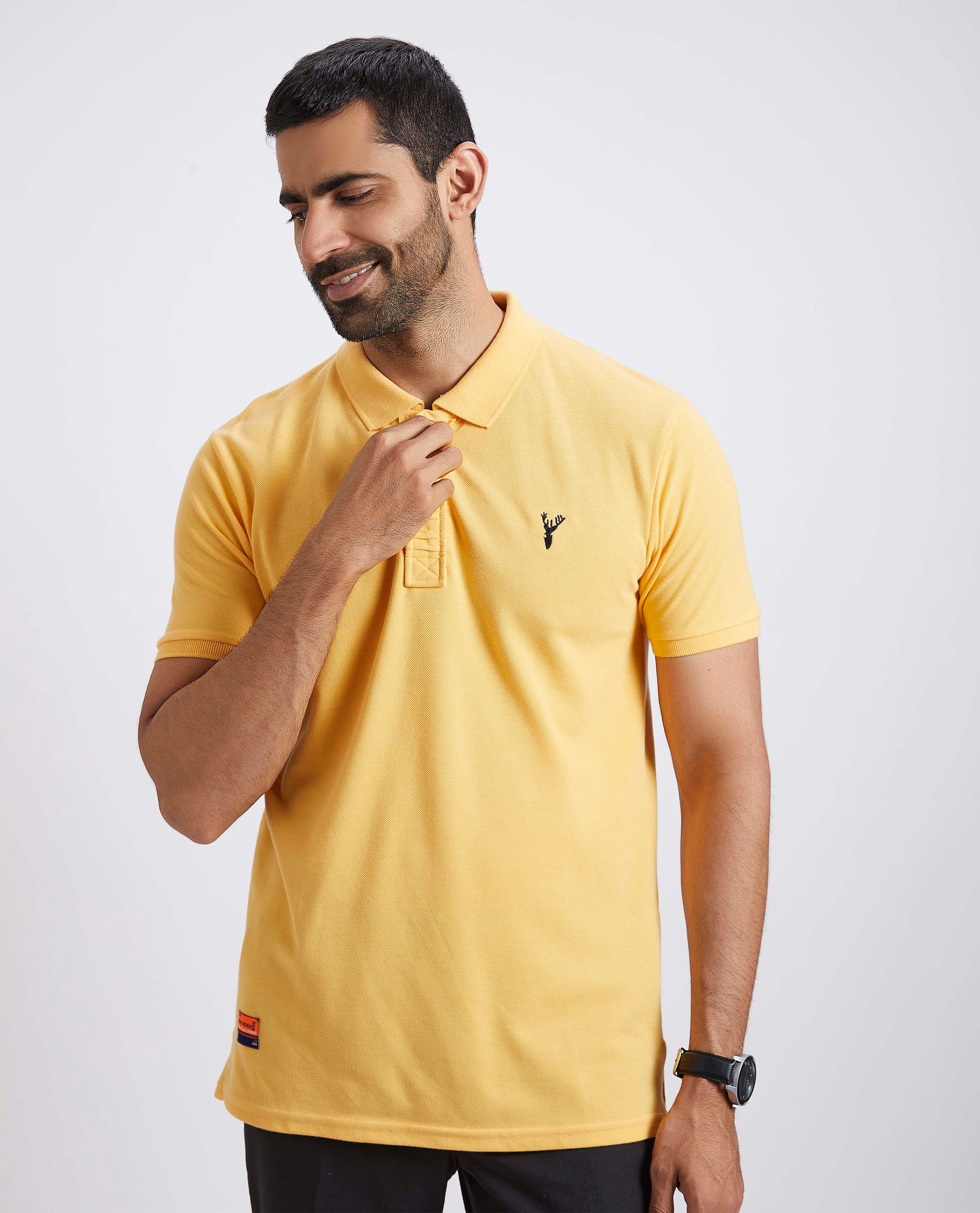 Slim Fit Pique Polo T-shirt - Yellow