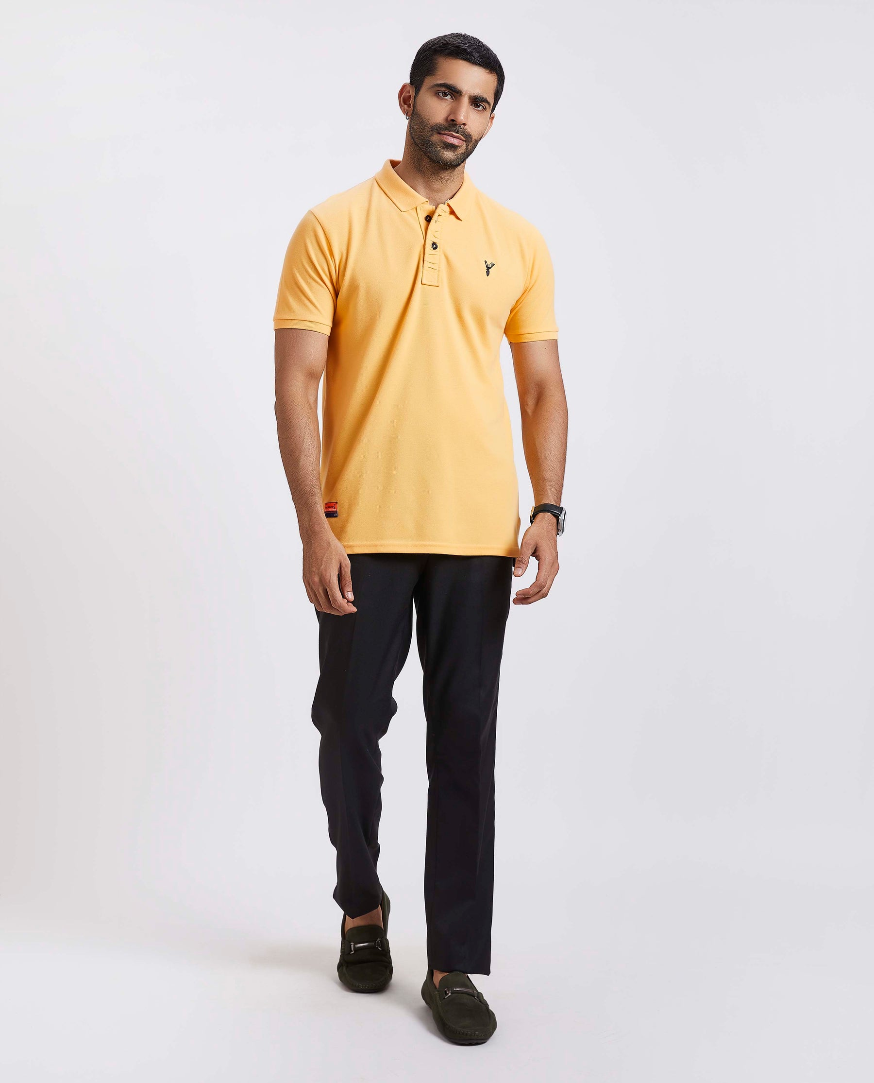 Slim Fit Pique Polo T-shirt - Yellow