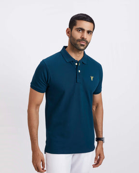 Slim Fit Pique Polo T-shirt - Peacock