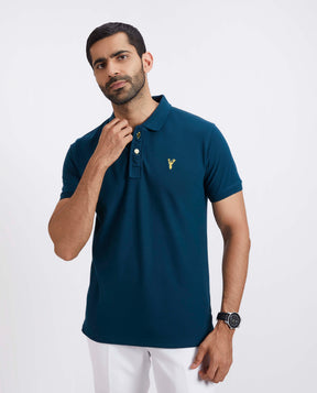 Slim Fit Pique Polo T-shirt - Peacock