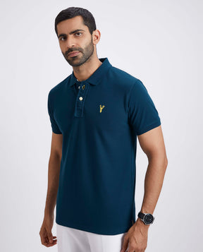 Slim Fit Pique Polo T-shirt - Peacock