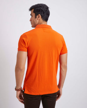 Slim Fit Pique Polo T-shirt - Dark Orange