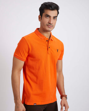 Slim Fit Pique Polo T-shirt - Dark Orange