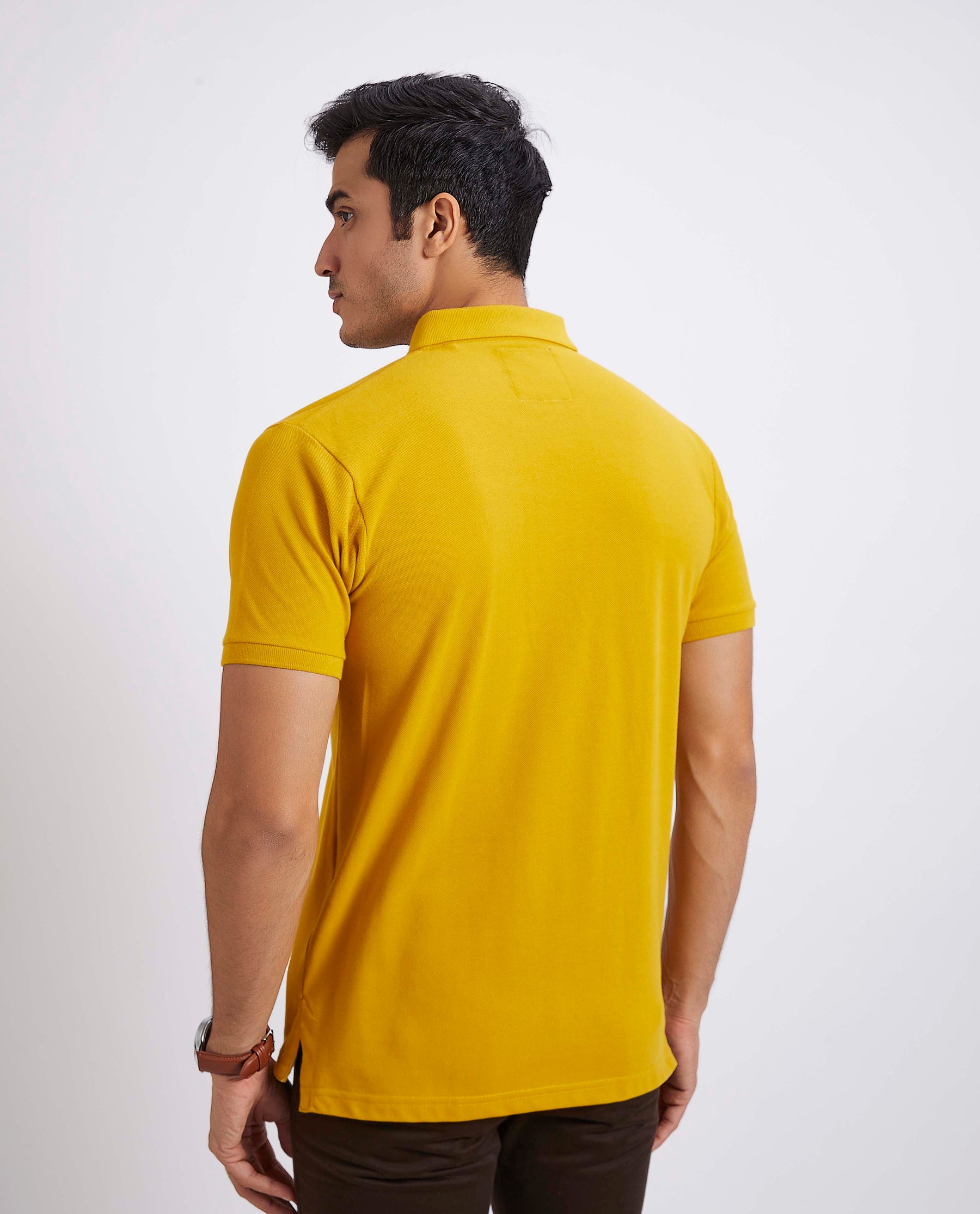 Slim Fit Pique Polo T-shirt - Mustard