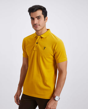 Slim Fit Pique Polo T-shirt - Mustard