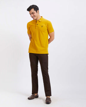 Slim Fit Pique Polo T-shirt - Mustard