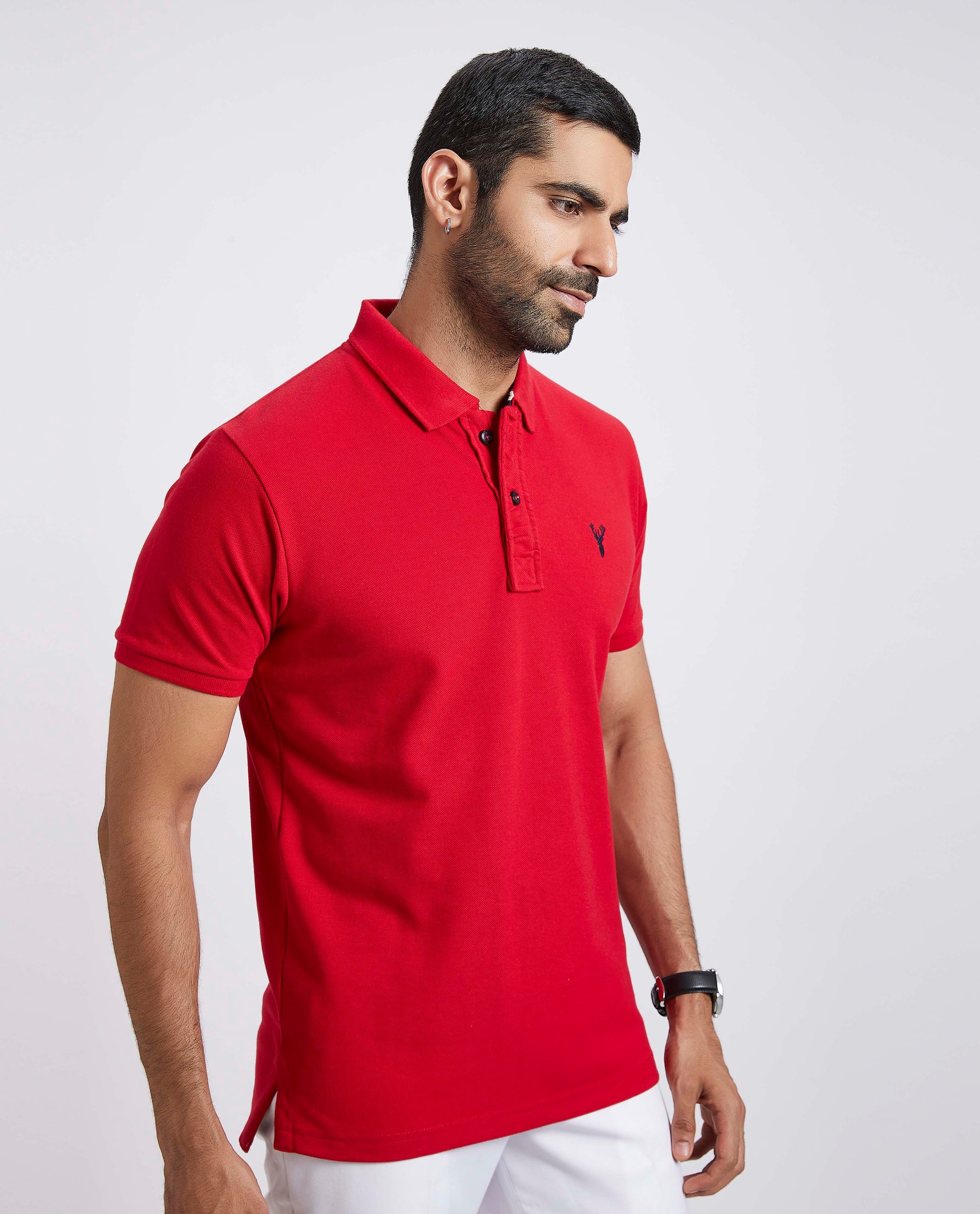 Slim Fit Pique Polo T-shirt - Blood Red