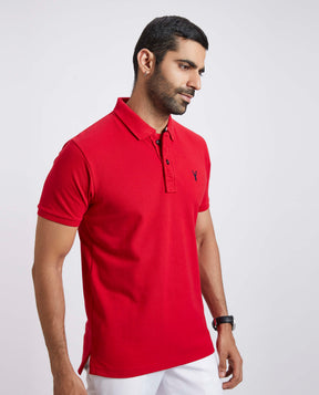 Slim Fit Pique Polo T-shirt - Blood Red