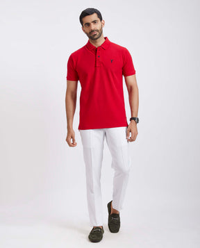 Slim Fit Pique Polo T-shirt - Blood Red