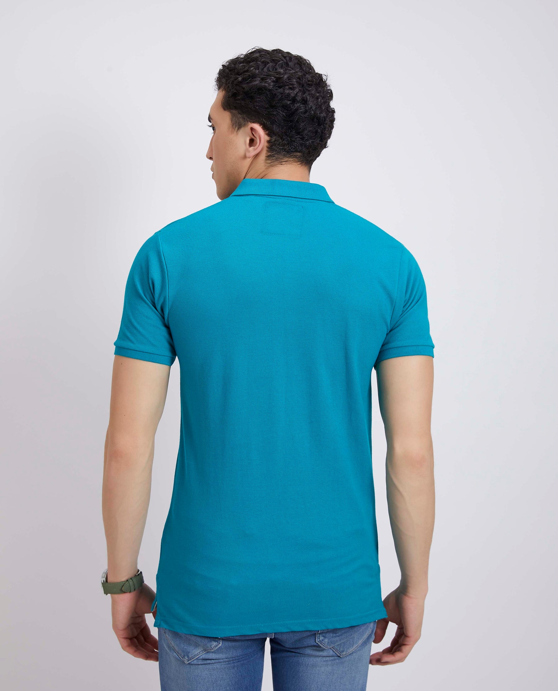 Slim Fit Pique Polo T-shirt - Sea Green