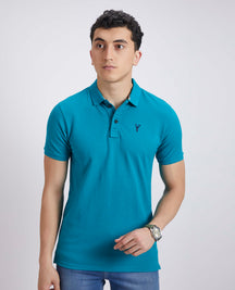 Slim Fit Pique Polo T-shirt - Sea Green