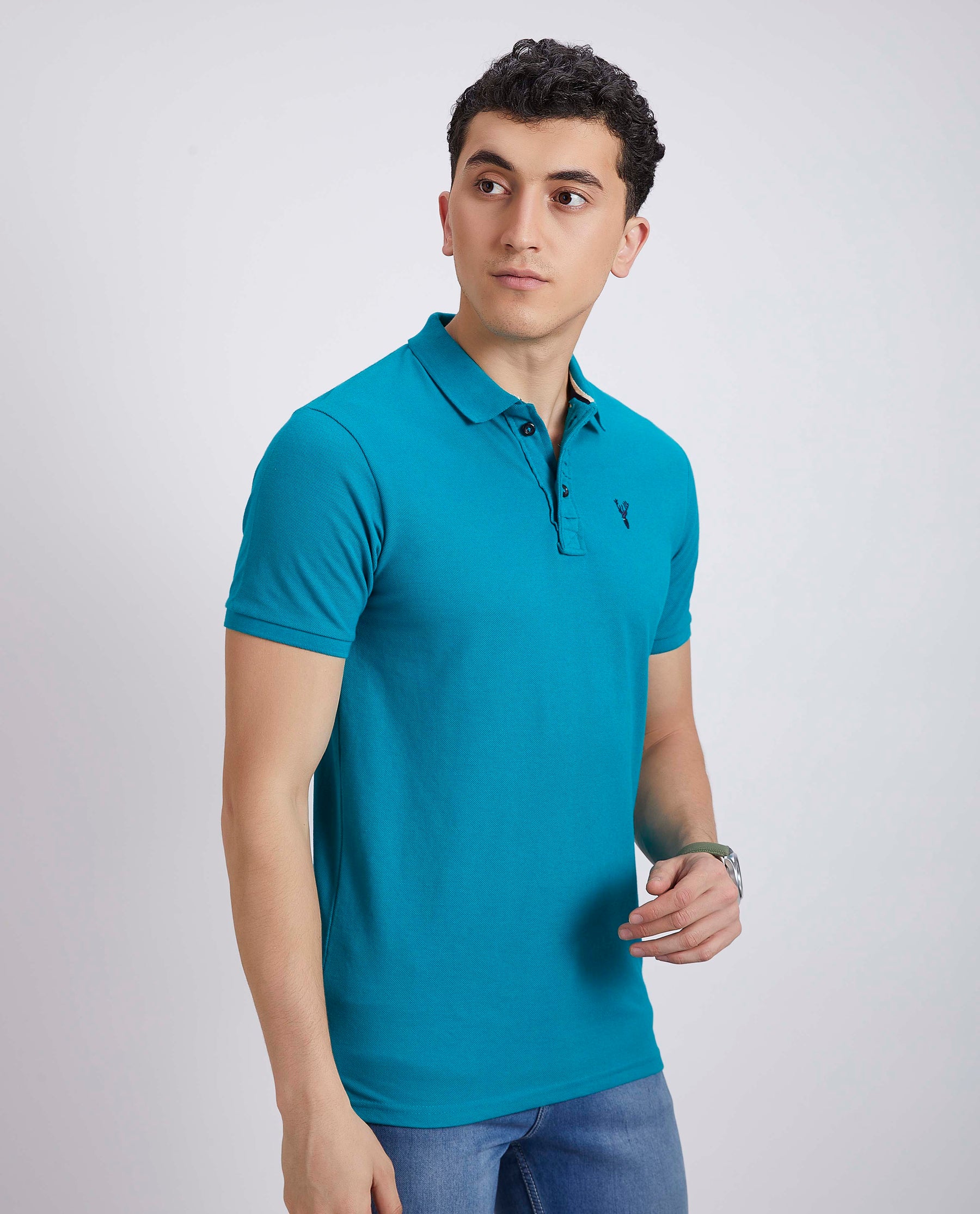 Slim Fit Pique Polo T-shirt - Sea Green