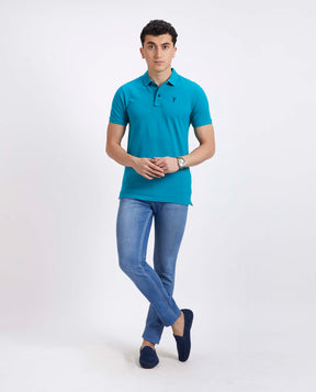 Slim Fit Pique Polo T-shirt - Sea Green